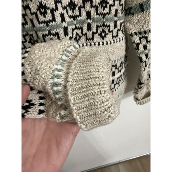 Vintage Jantzen Ivory/Black fair isle Crewneck Sweater Large Excellent! - Picture 3 of 12
